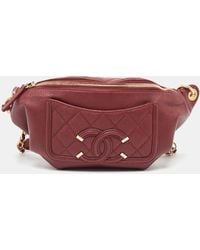 Chanel - Quilted Caviar Leather Filigree Belt Bag - Lyst