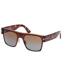 Tom Ford - Sunglasses Square Full Rim, Shiny Dark/Havana Frame And Gradient Lens Ft107348F - Lyst