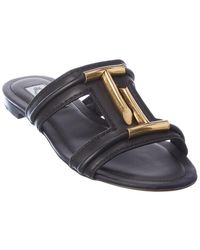 Tod's Tods Double T Leather Sandal - Black