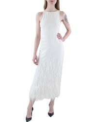 Cult Gaia - Aja Feather Trim Halter Cocktail And Party Dress - Lyst