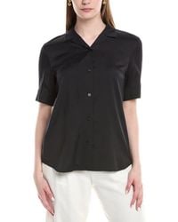 Lafayette 148 New York - Notch Collar Silk-blend Slim Shirt - Lyst