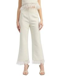 En Saison - Arden Pants Ivory Feather Trim High Rise Flare Leg Pall419 - Lyst