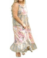 Davi & Dani - Boho Blossom Mixed Stripe Midi Dress - Lyst
