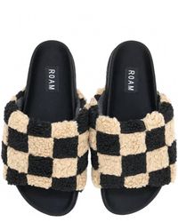 Roam - Fuzzy Checkered Slides - Lyst