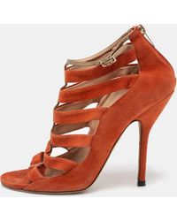 Jimmy Choo - Suede Fathom Strappy Cage Sandals - Lyst