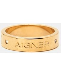 Aigner - Logo Crystals Rose Tone Ring - Lyst