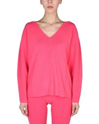 Helmut Lang - V-Neck Sweater With Contrast Profile - Lyst