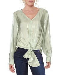 Vince Camuto - Iridescent V-neck Button-down Top - Lyst