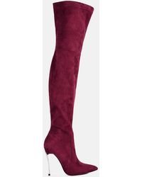 LONDON RAG - Jaynetts Stretch Suede Micro High Knee Boots - Lyst