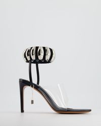 Alaïa - And Silver E Embellished Leather And Pu Sandal Heels - Lyst