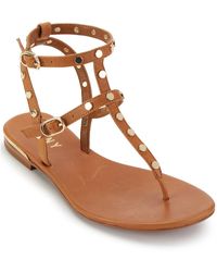 DKNY - Leather Ankle Strap Thong Sandals - Lyst