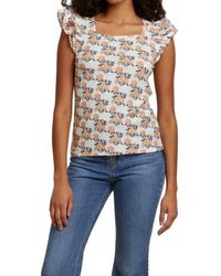 Nation Ltd - Cameo Print Notched Ruffle Tank Top - Lyst