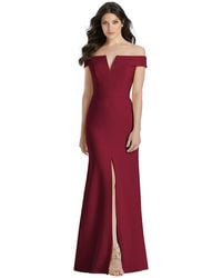 Dessy Collection - Off-the-shoulder Notch Trumpet Gown With Front Slit - Lyst