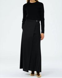 Tibi - Tropical Wool Pleated Leather Belt Maxi Skirt - Lyst