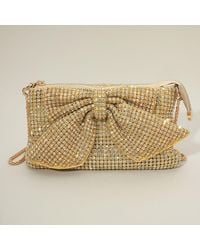 Fashnzfab - Mesh Bling Rhinestone Bow Accent Evening Clutch Bag Crossbody Bag - Lyst