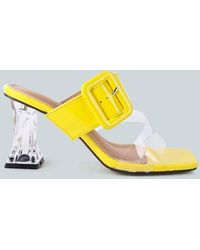 LONDON RAG - City Girl Printed Mid Heel Slide Sandals - Lyst