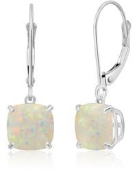 MAX + STONE - 14k Solid White Gold Gemstone Dangle Leverback Earrings (8mm) - Lyst
