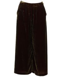 P.A.R.O.S.H. - Velvety Pants With Relaxed Fit And Subtle Sheen - Lyst