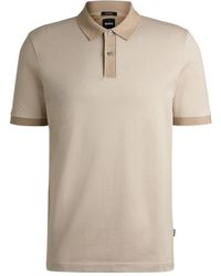 BOSS - Mercerized-Cotton Polo Shirt With Micro Pattern - Lyst