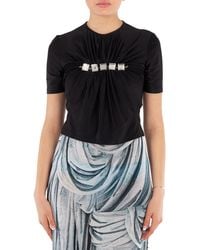 Rabanne - Gem-Embellished Draped-Effect Haut Top - Lyst