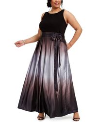 SLNY - Plus Satin Sleeveless Formal Dress - Lyst