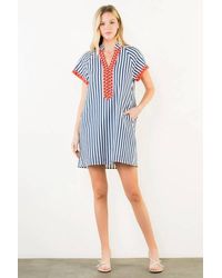 Thml - Striped Detail V-Neck Dress - Lyst