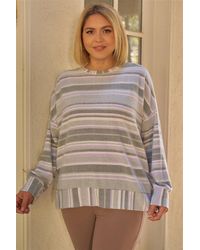 TRUEDAMES - Plus Sage & Stripped Super Soft Sweatshirt - Lyst