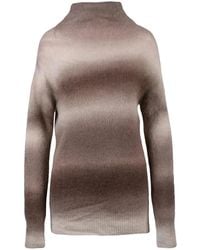 Alysi - Long Gradient Knit Sweater With High Neckline And Horizontal Stripes - Lyst
