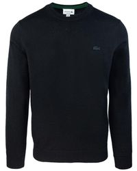 Lacoste - Merino Wool Sweater With Ribbed Details And Crocodile Logo - Lyst
