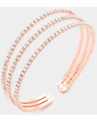 Fashnzfab - 3Rows Split Layered Rhinestone Cuff Bracelet Clear, Rose - Lyst