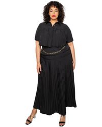 TRUEDAMES - Pleated Cropped Shirt And Maxi Skirt Set - Lyst