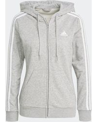 adidas - Essentials French Terry 3-stripes Full-zip Hoodie - Lyst