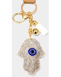 Fashnzfab - Evil Eye Centered Bling Hamsa Hand Tassel Keychain - Lyst