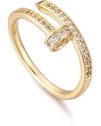 Adornia - 14K Plated Cz Nail Ring - Lyst