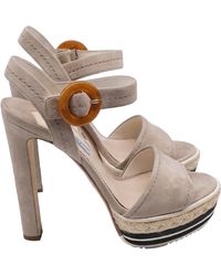 Prada - Buckled Ankle Strap Platform Sandals - Lyst