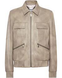 Philipp Plein - Leather Coster Bomber Jacket Ls - Lyst