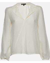 Maje - Textured Silk Oversized V-Neck Blouse - Lyst