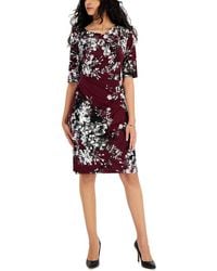 Connected Apparel - Floral Pleat Front Sheath Dress - Lyst