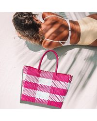 Fashnzfab - Basket Weave Checkered Hand Bag Tote Bag - Lyst