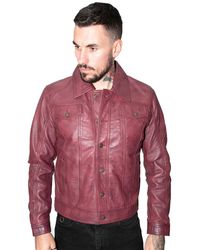 Infinity Leather - Retro Leather Trucker Jacket-Constantine - Lyst