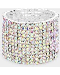 Fashnzfab - 12-Row Crystal Rhinestone Stretchable Bracelet Ab - Lyst