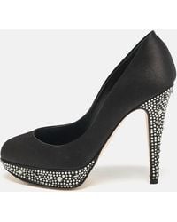 Gina - Satin Crystals Platform Pumps - Lyst