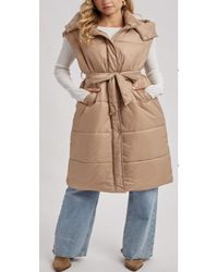 Bluivy - Long Line Belt Puffer Hooded Vest - Lyst