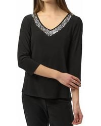 Joseph Ribkoff - V-Neck Sequined Straight Top - Lyst