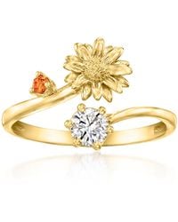 Ross-Simons - Daisy Flower/April Birthstone Ring With Single Citrine And Lab-Grown Diamond - Lyst