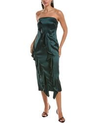 MILLY - Ravi Hammered Satin Ruffle Dress - Lyst