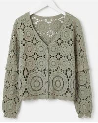 Pol - V-Neck Crochet Cardigan - Lyst