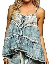 Pol - Double Gauze Lace Top - Lyst