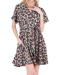 J joy - Button Front Flared Mini Dress - Lyst