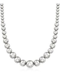 Ross-Simons - Italian 6-14mm Sterling Silver Graduated Bead Necklace - Lyst